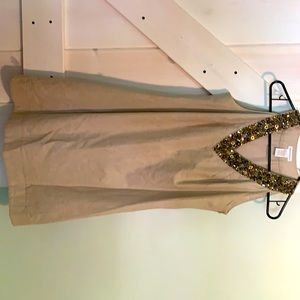 Grecian linen tan dress
